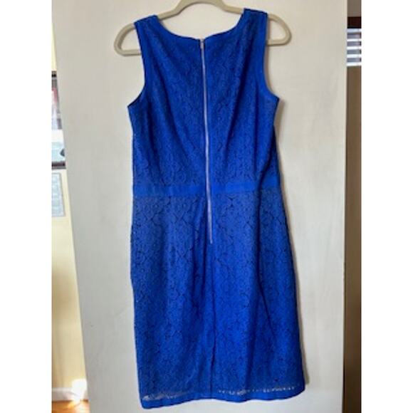 Ann Taylor Lace Sleeveless Fitted Sheath Dress Size 10 Beautiful Royal Blue - Picture 9 of 11